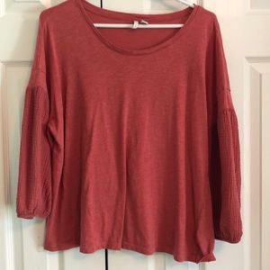 Bubble sleeve coral orange top